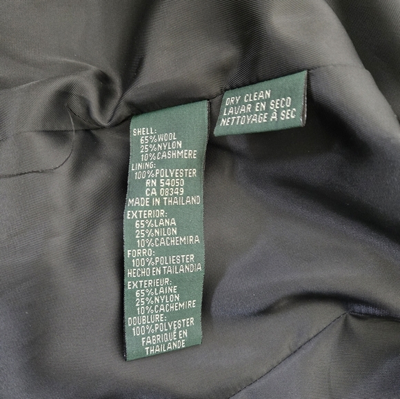 Vintage Ralph Lauren Tartan Plaid Wool Cashmere Check Blazer Green Navy Size 8P - Picture 15 of 15